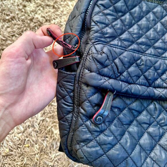 MZ Wallace Black Camouflage Mini Quilted Backpack Puffer Size M - Picture 12 of 16